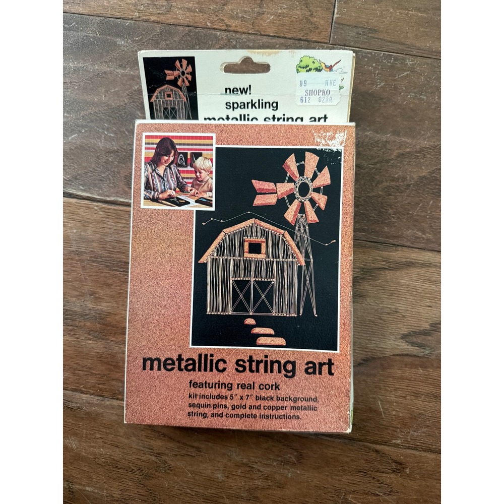 Vintage Open Door Metallic String Art Kit Barn Windmill Real Cork W1805 New